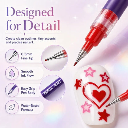 12-Color Nail Art Marker Set-Quick-Drying Acrylic Pens for DIY Manicures & Easy 3D Designs, Ideal for Beginners Nail Art Kit