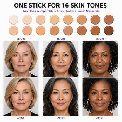 🎄 The Perfect Christmas Gift ✨ 2-in-1 Color Changing Foundation Stick – Bring Back Your Mature Skin’s Glow 🎁