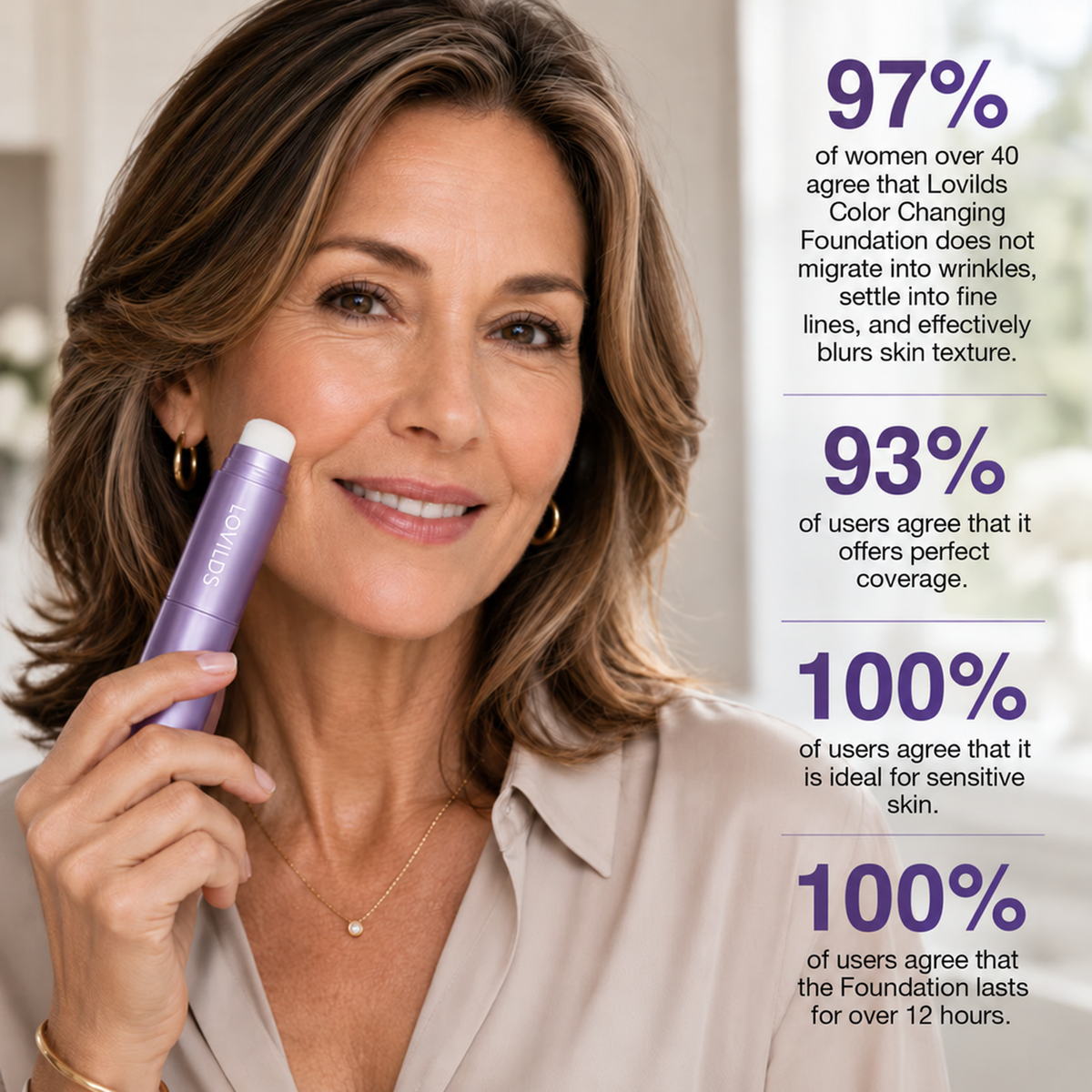 🎄 The Perfect Christmas Gift ✨ 2-in-1 Color Changing Foundation Stick – Bring Back Your Mature Skin’s Glow 🎁
