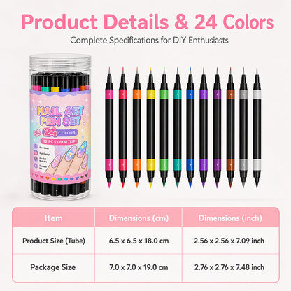 🎅 Get Christmas-Ready Nails! 💅 24-Color Dual-Ended Nail Art Pens 🎄 DIY Festive Nail Designs at Home! ✨