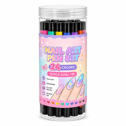 🎅 Get Christmas-Ready Nails! 💅 24-Color Dual-Ended Nail Art Pens 🎄 DIY Festive Nail Designs at Home! ✨